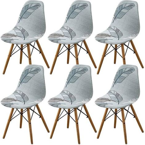 Lot de 6 Housse de Chaise Scandinaves, Extensible Housse de Chaise de Salle à Manger, Couverture de Chaise sans Accoudoirs,Stely A (1/4)