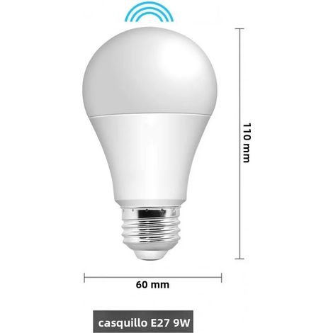Ampoule LED intelligente (blanc froid 19 W 220 V) avec détecteur de mouvement radar, culot E27, ampoule infrarouge à économie d'énergie (1/5)