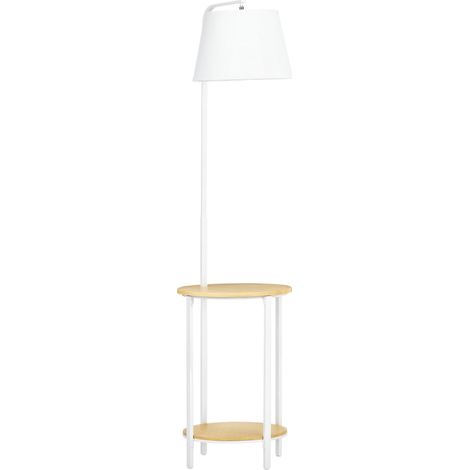 Stehleuchte mit 2 Regalen, Standleuchte, Fußschalter, 40 W. E 27, Natur + Weiß - Ce luminaire de haute qualité allie design élégant et fonctionnalité optimale, parfait pour embellir votre intérieur... (1/5)