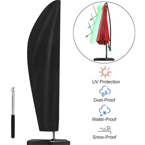 Parasol Protective Cover, Parasol Cover, Waterproof Dustproof/Anti-UV Offset Parasol Cover with Telescopic Rod (1/5)
