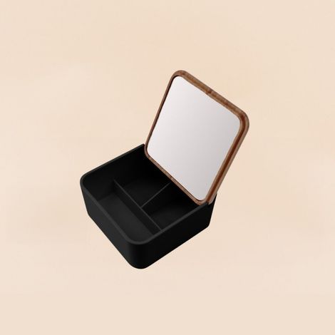 Boite à bijoux avec miroir en bambou 14x14cm (1/3)