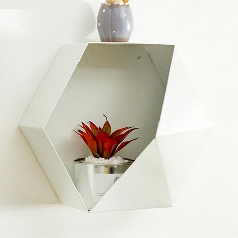 mural en fer fleur stand pot rack restaurant boutique décor blanc 35cm (1/5)