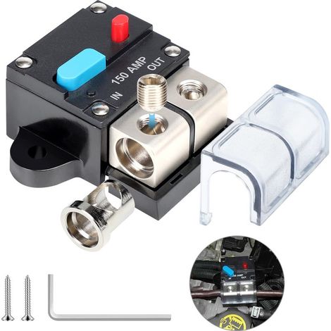 Interruttore automatico ripristinabile da 150 A, 12 V/48 V CC, impermeabile, con ripristino manuale, per impianti stereo, autoradio con pulsante di sicurezza per veicoli, imbarcazioni e camper.