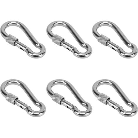 Set mit 6 Federclips, Edelstahl, hohe Belastbarkeit, Schlüsselring-Verbindungsclips, geeignet für Camping, 7 mm. (1/4)