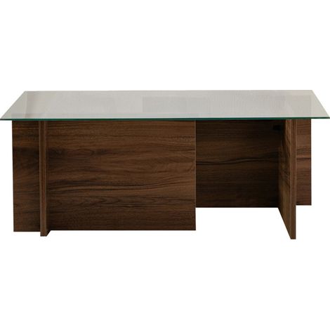 Table basse en verre trempé et bois - Bois foncé - Cubix II (1/5)