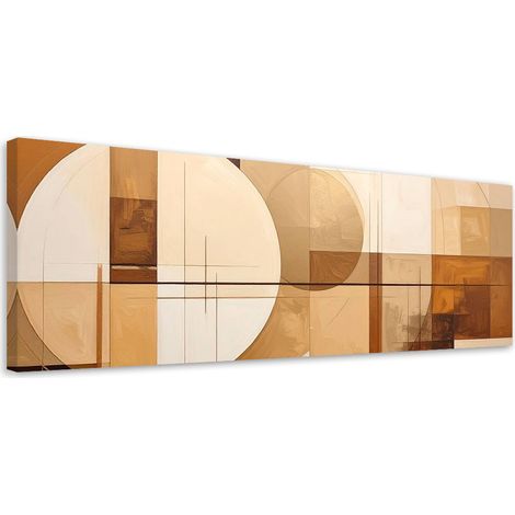 Wandbild für das Wohnzimmer Abstrakte geometrische Formen in Beige 90x30 cm