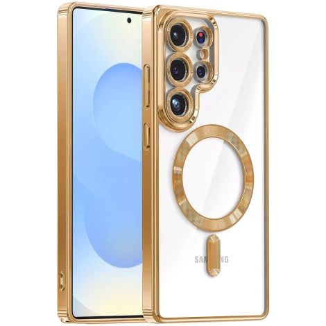 Custodia con anello di lusso Alogy LuxeShield™️ Glamour per Samsung Galaxy S25 Ultra con copertura per fotocamera, colore oro. (1/4)
