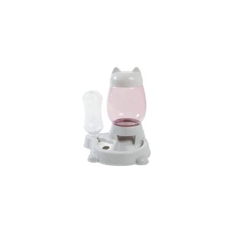 Distributeur automatique eau et croquettes pour chien et chat, bouteille 528 ml, baril 2,2 L, gris –