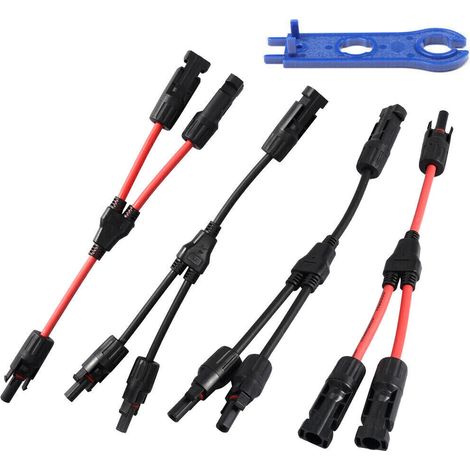Cable Diviseur Solaire 2 Prises - IP67 - 1000 V - Compatible Câbles PV 4-6 mm - Résistant UV et Gel - Étanche Double Joint - 1 Pièce (1/5)
