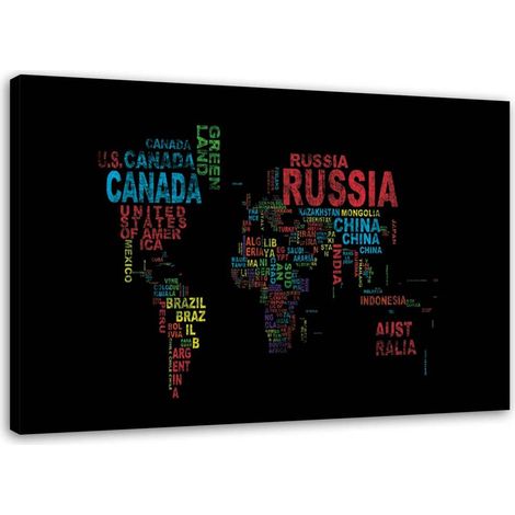 Tableau sur toile Carte du monde Noms de pays 100x70 (1/5)