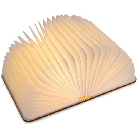 LED Livre Lampe en Bois, Idee Noël Livre Lampe Pliante et Magnétique, LED Lampe de Papier Rechargeable par USB, Lumière Décorative avec 1800 mAh Batteries- (1/4)