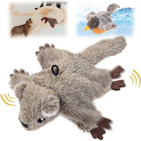 Générique Jouet Interactif pour Chat 2026, Peluche Gazouillante et Chantante avec Sons Réalistes, Peluche Rechargeable Stimulante pour Chaton avec Exercice, Chasse et Anti-Ennui (écureuil Volant) (1/5)