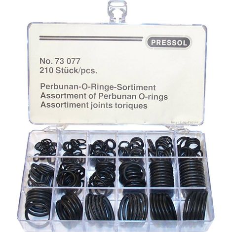 Pressol Juego de Juntas Tóricas Negras 210 piezas Nitrilo