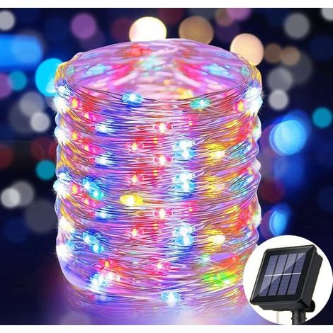 Lampe solaire LED, Guirlande Lumineuse Solaire , Bande LED, 7M ,50lumières, Convient pour jardin, mariage, fête, Coloré, KINSI (1/5)