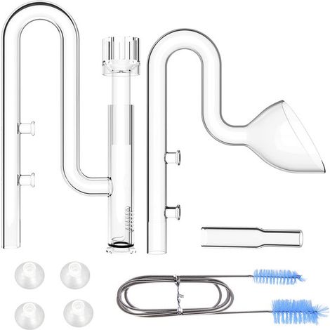 Kit Tuyaux d'Entrée et de Sortie pour Aquarium en Verre Haute Transparence avec Brosse de Nettoyage
