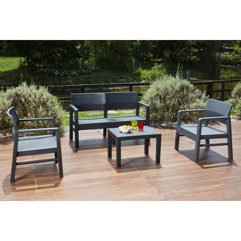 MAURY'S SET MOREEA DA GIARDINO EFFETTO RATTAN IN COLORE ANTRACITE (1/5)