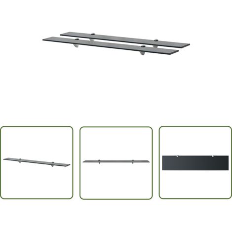 The Living Store Étagères murales 2 pcs Verre 90 x 20 cm 8 mm - Etagere Murale - Étagère Design - Étagère Verre - Étagère Noire - Étagère Salon (1/5)