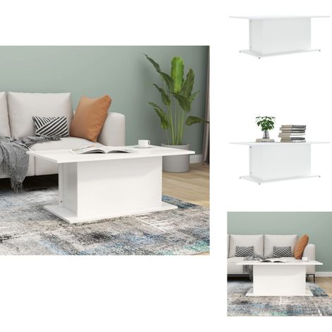 Couchtisch Weiß 102x55,5x40 cm Holzwerkstoff - Couchtisch - Wohnzimmertisch - Holzt Tisch - Weißer Couchtisch - Tisch Mit Schubladen (1/5)