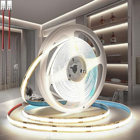 Ruban LED COB 12V, 10M bande LED COB Blanc 6000K Découpable Flexible 320LED/M Chambre Décoration de la Maison Alimentation (1/5)