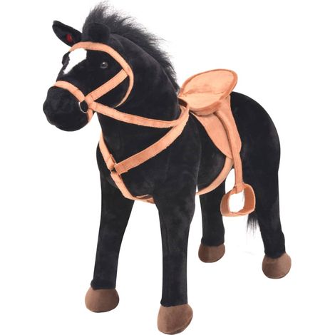 vidaXL Jouet en peluche Cheval Noir (1/5)