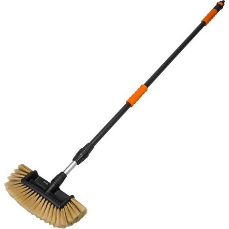 Spazzola per autolavaggio, modello telescopico morbido 150-250 cm, spazzola per autolavaggio, setole morbide, manico allungabile, valvola di chiusura, design ergonomico e confortevole