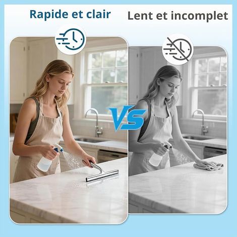 Shower Squeegee, 25.7 cm Shower Squeegee with Bracket, Stainless Steel Window Squeegee with Screwdriver and Adhesive Hook, for Bathroom, Mirror, Car Window (1/4)