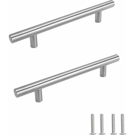 royaluxe - Unités En argent acier inoxydable Boutons De Porte Tirer La Poignée De Meubles avec Vis pour Tiroir Meuble Cuisine Cuisine Home Decorating, Trou à Trou Centre Distance 128 mm 2PCS- (1/5)