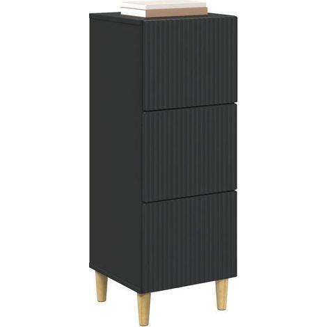 Commode 3 Tiroirs en Bois d'Ingénierie, Meuble de Rangement Noir 33 x 34,5 x 90 cm, Armoire de Chevet Compacte pour Chambre et Salon (1/5)