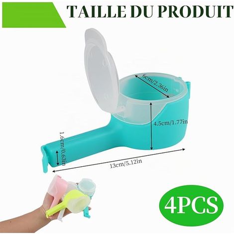 Pack Reusable Food Bag Dispensers with Pouring Spout, Airtight Seal for Cereals, Nuts, Rice, Pasta, Flour and Sugar, Colour: White, Blue, Green, Pink (1/4)