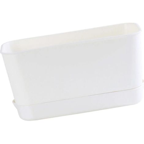 Jardinière rectangulaire pour fenêtre, respirante, petite, blanche (1/5)