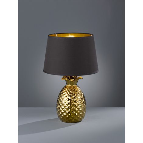 Tischleuchte PINEAPPLE Ananas Gold mit Stoffschirm Schwarz Gold, Höhe 43cm (1/5)