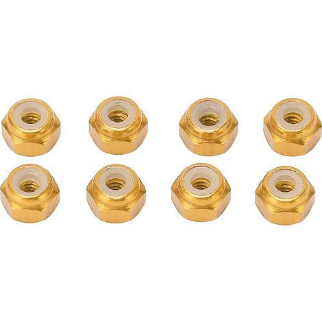 selbstsichernde Muttern aus Aluminiumlegierung mit Nylonfutter, Größe M2, für 1/24 RC-Modelle Axial SCX24, goldfarben (1/5)
