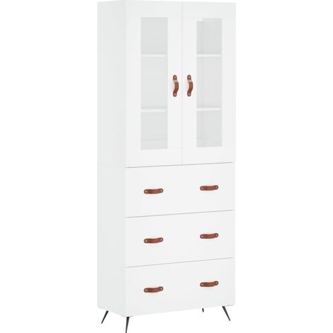 Aparador cómoda mueble de almacenaje organizador cocina salón salón alto 695 x 34 x 180 cm madera de ingeniería blanco 020032746 (1/5)