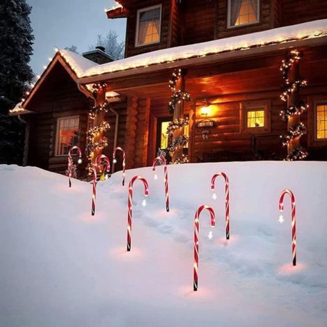 Lot De 10 Guirlandes Lumineuses De Noël En Sucre D'Orge Avec Étoile - Pour Intérieur-Extérieur - Pour Décoration De Fête De[d2050] (1/4)
