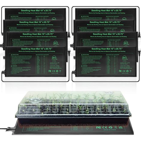 Set da 8 Tappetini Riscaldanti per Piantine – Tappetini per Germinazione Impermeabili e Durevoli per la Coltivazione di Piante, Serra e Avvio dei Semi (1/5)