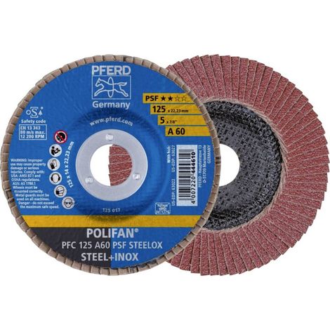 PFERD Disque à lamelles POLIFAN A PSF STEELOX Ø 125 mm Granulométrie 60 conique 10 pièces ( 4000842593 ) (1/4)