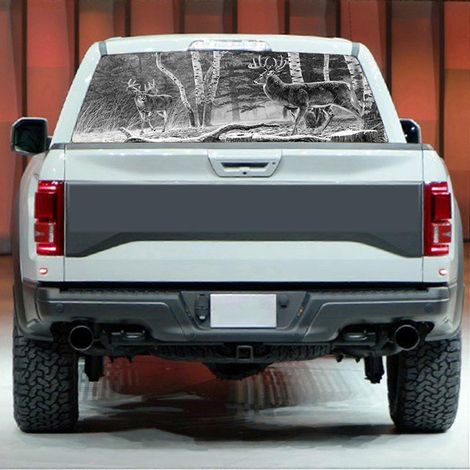 Autoaufkleber Hirschwald Heckscheibenaufkleber für PKW, LKW, SUV, 135 x 36 cm