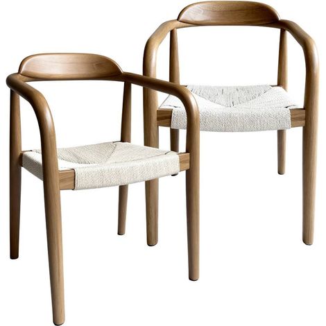 Chaise en bois de hêtre et en corde Galen (lot de 2) (1/5)