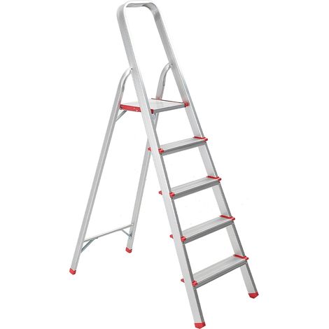 RISE Escabeau pliable en aluminium avec pieds antidérapants 5 marches (1/5)