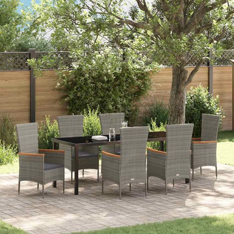 Garten Essgruppe 7 pcs Grau Pulverbeschichteter Stahl (1/5)