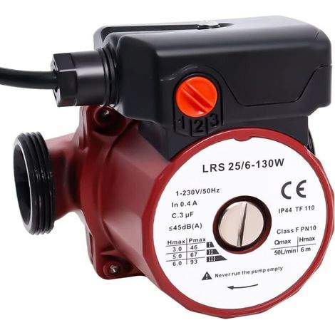 Pompe de Circulation de L'eau Chaude LRS25/6-130, Pompes à Eau Chaude Domestique 46/67/93W Hauteur Maximale 6M par Poweka (1/5)