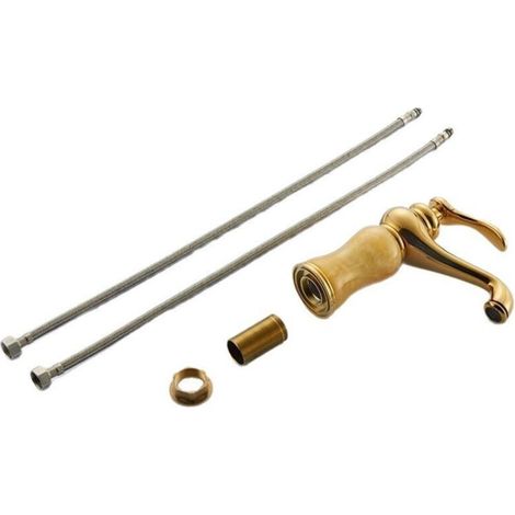 Mitigeur de Lavabo Style Européen et Américain en Or Rose – Monotrou Eau Chaude et Froide avec Décoration en Pierre, Pour Vasque et Lavabo Sous Plan (1/4)