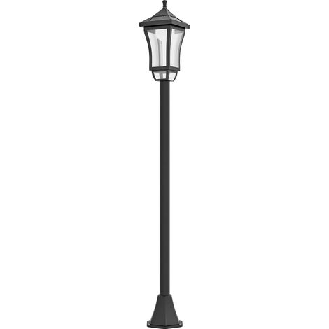 Luminaire extérieur lampadaire sur pied solaire lampadaire lanterne classique LED 30 Lm 15 x 15 x 127 cm noir (1/5)