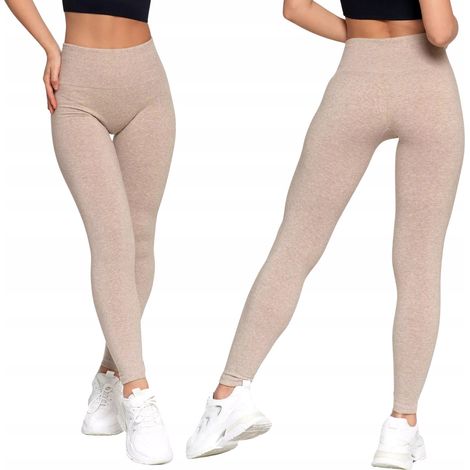 Leggings moldeadores cálidos para mujer con cintura alta y cómodos Moraj S/M Beige Melange (1/5)