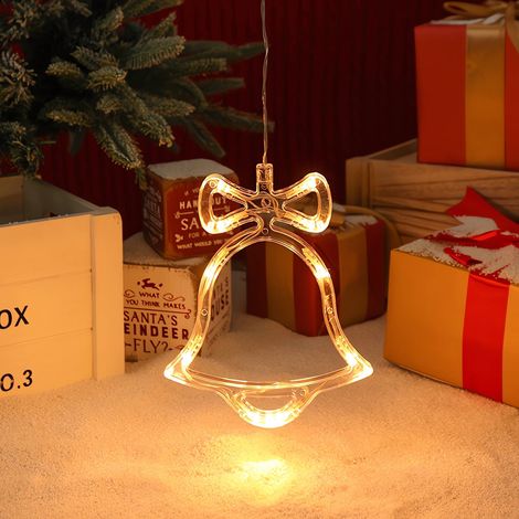 Cloche De Noël - Lampe À Ventouse LED Pour Fenêtre - Décoration Lumineuse Chaleureuse - 21 x 17 x 1,5 cm - 1 Pièce