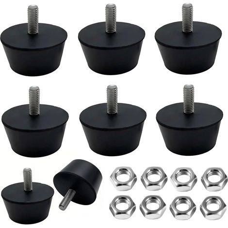 Lot de 8 pieds en caoutchouc à visser avec écrou hexagonal, pieds de meubles réglables M6 x 32,3 mm pour meubles, chaises, tables, canapés, appareils ménagers, vitrines (1/5)