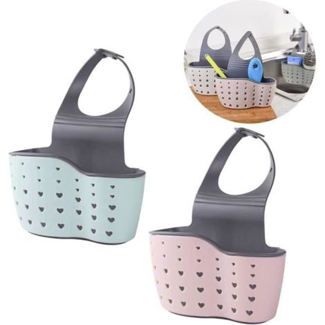 Panier de Vidange - Accessoires de Cuisine - Lot de 2 - Rose et Vert - Design Contemporain - 14 cm de Hauteur (1/4)