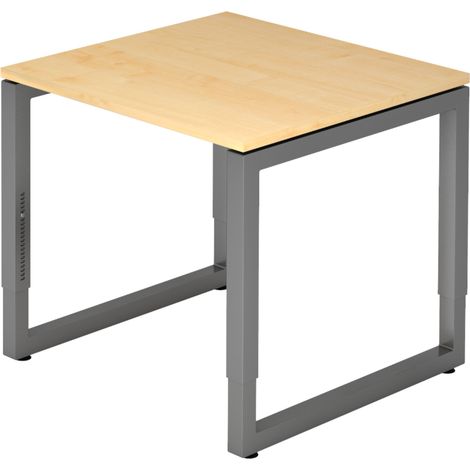 bümö Schreibtisch Serie-R Quadrat: 80 x 80 cm  Ahorn Graphit