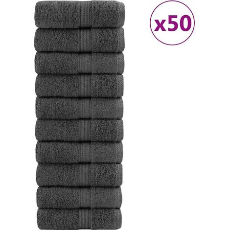 50 serviettes visage en coton 600 g/m² anthracite 30 x 30 cm - PANGIVO (1/5)