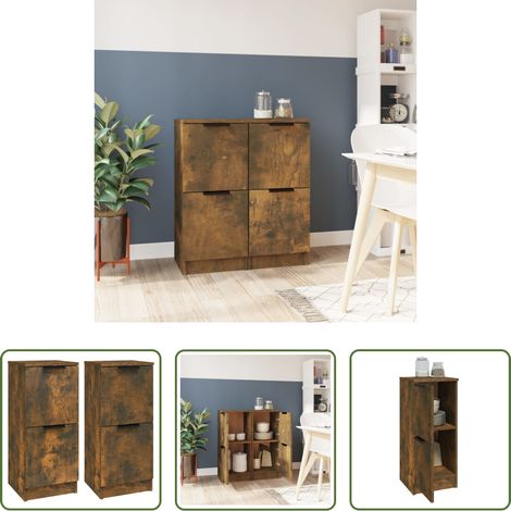 Armoire rangement - Buffets 2 pcs Chêne fumé 30x30x70 cm Bois d'ingénierie (1/5)